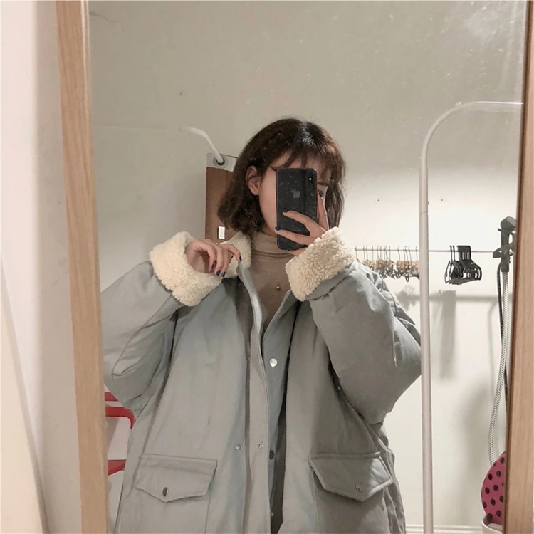Длинная зимняя одежда женское хлопковое пальто с длинным рукавом плотное