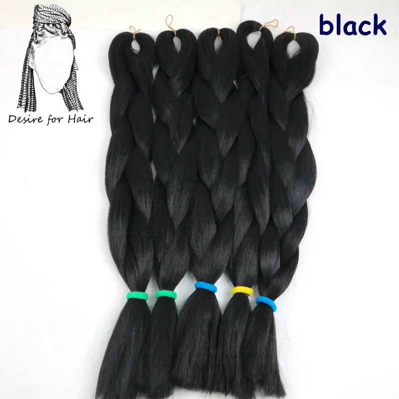 Desire for hair, 5 пачек, 24 дюйма, 80 г, 90 цветов, Жаростойкие синтетические огромные косички для наращивания волос, для небольших закрученных косичек - Цвет: #1