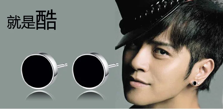 OMHXZJ очаровательные мужские модные красивые ювелирные изделия для мальчиков черный агат Настоящее S 925 пробы серебряные серьги-гвоздики YS87