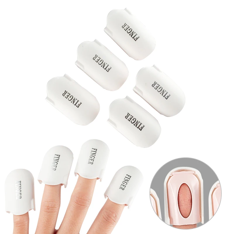 Nail Art Soak Off Finger cap Клип средство для снятия УФ гель-лака Советы Маникюр многоразовые сенсорный экран обертывание инструменты 5 шт/набор Белый пластик