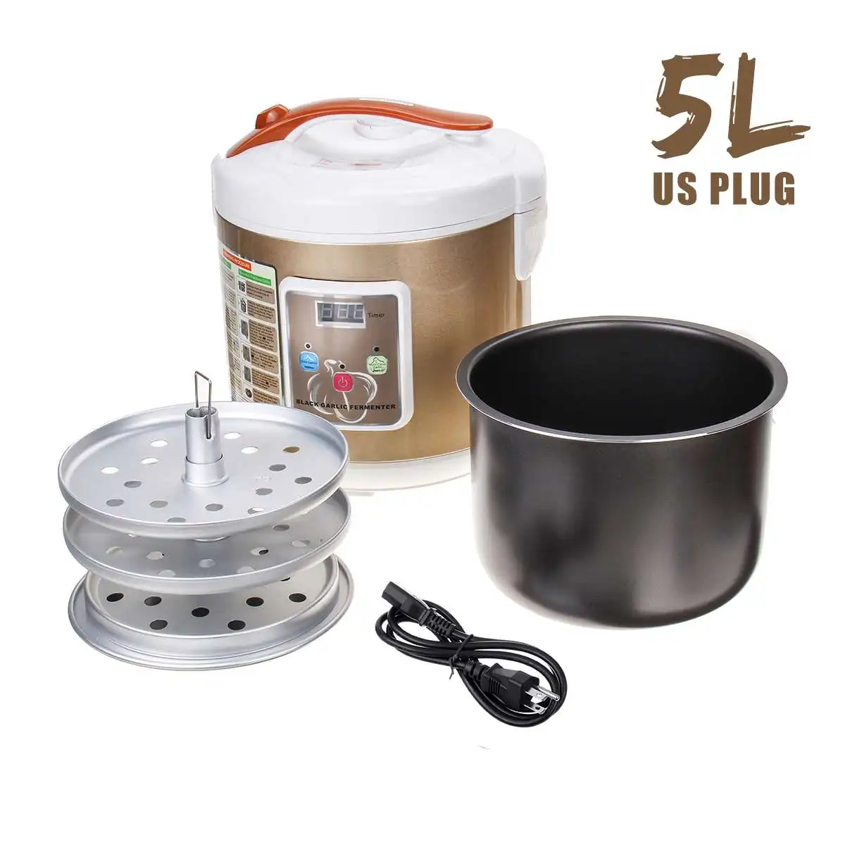5L/6L автоматический черный чеснок ферментер бытовой DIY Таймер Цифровой зимолиз заварочный чайник 110V 220V машина для брожения Черного Чеснока - Цвет: 5L US Plug