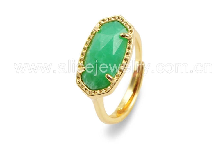 Australian Jade BOROSA 5 шт. золотого цвета ободок коготь шестиугольник натуральный мульти-вид камень граненое кольцо, друзы Агаты лунный камень кольца ювелирные изделия ZG0322 - Цвет основного камня: Australian Jade