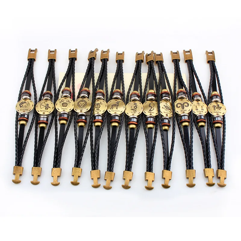 Новые античные бронзовые 12 браслеты с изображениями созвездий модные ювелирные