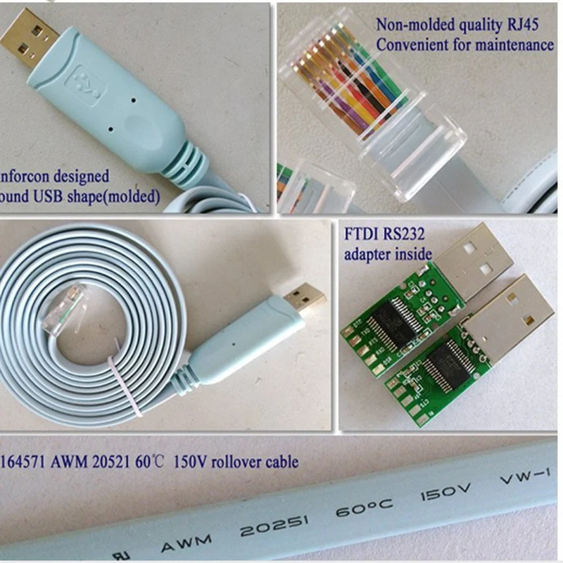 1 8 м FTDI USB к RJ45 кабель консоли для Huawei маршрутизатор переключатель Windows 7 Vista MAC Linux