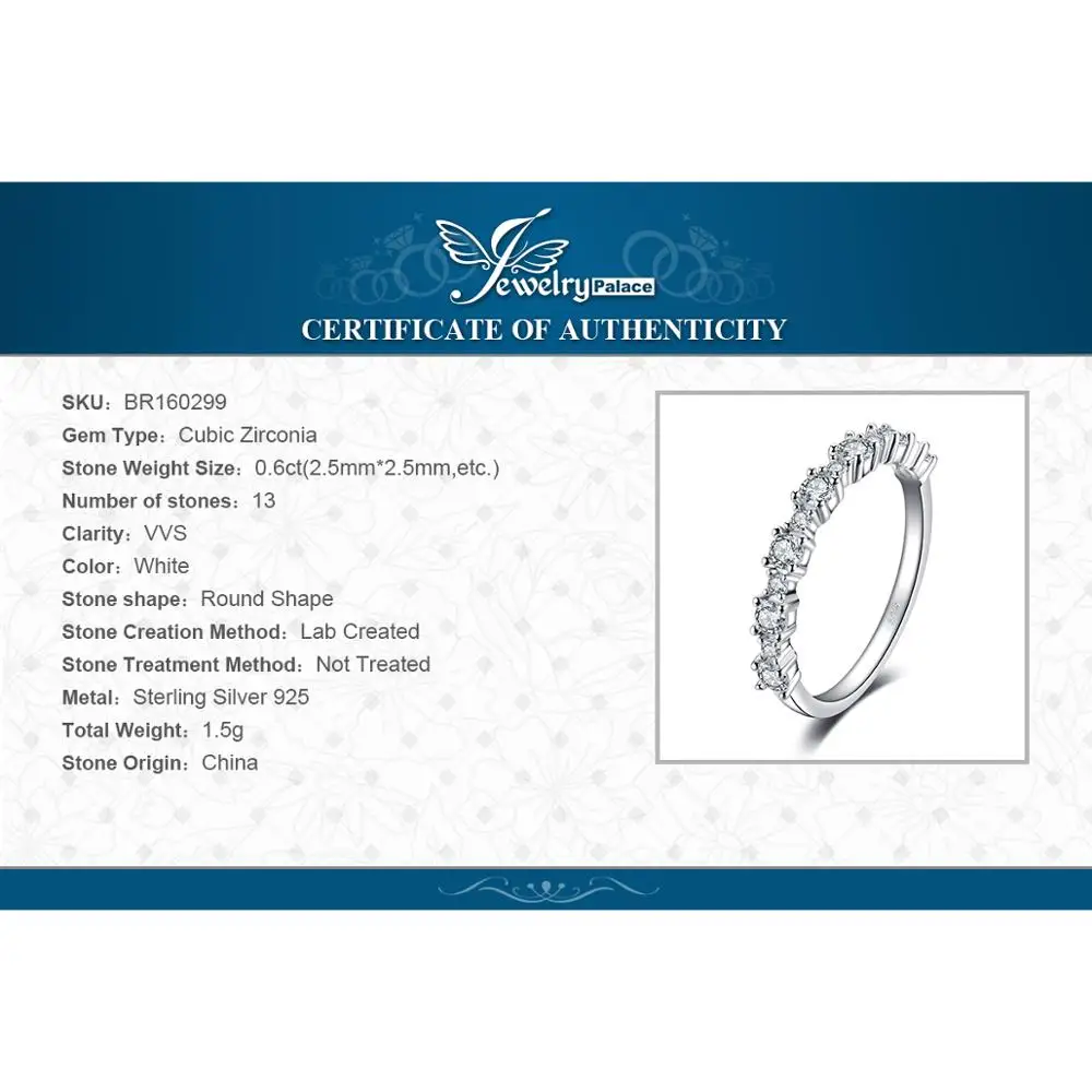 

JewelryPalace CZ Wedding Rings 925 Sterling Silver Rings for Women Stackable Anniversary Ring Eternity Band Silver 925 Jewelry