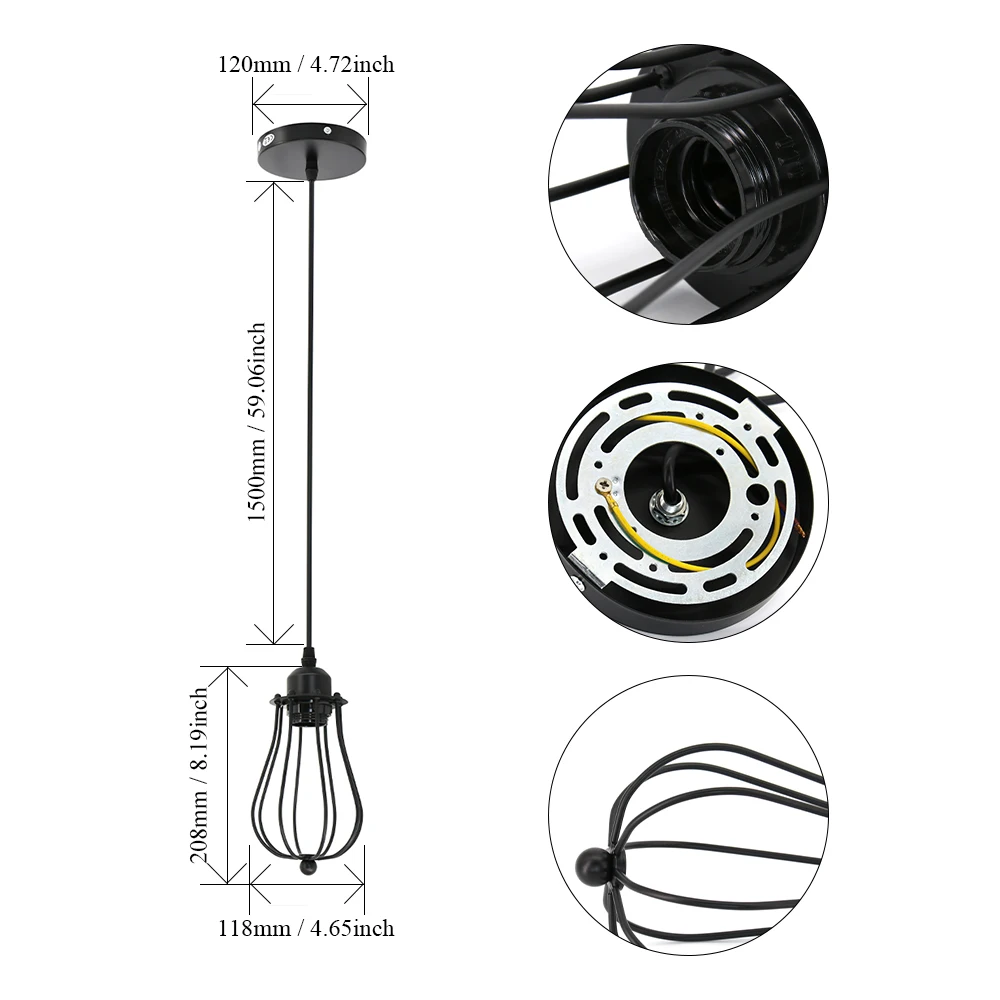 Клетка Led скандинавский подвесной светильник винтажный промышленный
