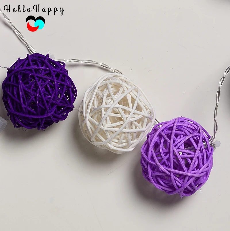 2 светодио дный м 20 ротанга светодиодная гирлянда на батарейках тайские фонари