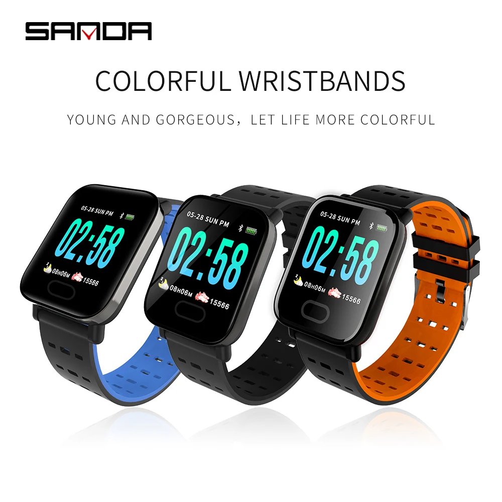 2019 SANDA Смарт часы Bluetooth Многофункциональный пульсометр шагомер цифровые
