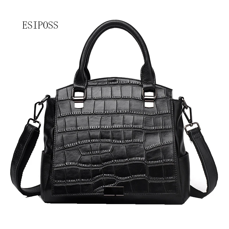 Женская сумка из натуральной кожи с крокодиловым узором|genuine leather shoulder bag|leather bagbrand