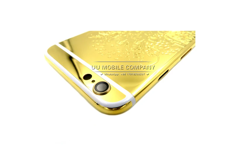 Новинка, отличное качество, 24 k, зеркальный Золотой корпус, задняя крышка для iphone 6s, леопардовая, корпус на батарейках, средняя рамка с кнопками