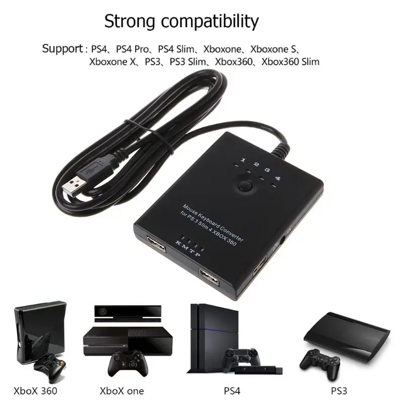 Адаптер конвертера клавиатуры мыши для PS3/PS4/XBox 360/XBOX-ONE S без задержек совместим со