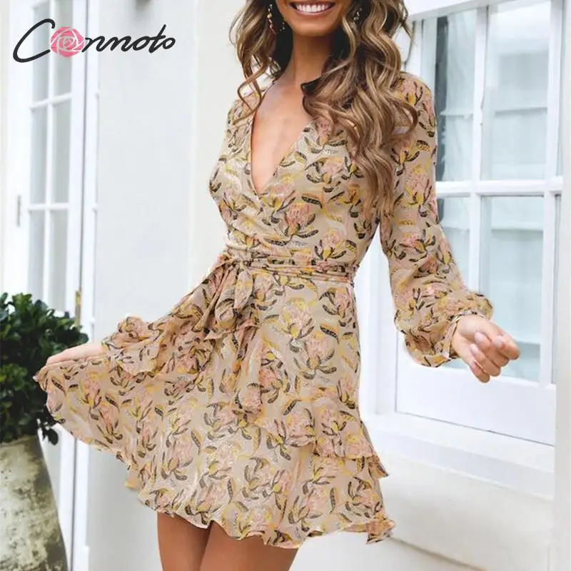 Conmoto Элегантное зимнее платье для вечеринок облегающее с воланами халат длинными