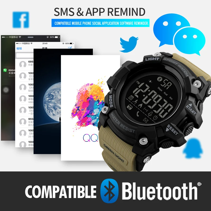 Skmei Смарт спортивные калории шагомер Мужские часы Роскошные Bluetooth цифровые часы водонепроницаемый светодиодный наручные часы relogio inteligente