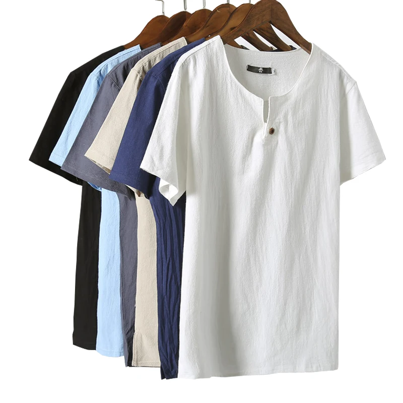 Мужская футболка с коротким рукавом и V-образным вырезом | одежда