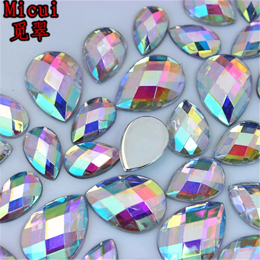 Micui 8*13 мм/10*14 мм/13*18 мм акриловые граненые бусины с плоской задней стороной для