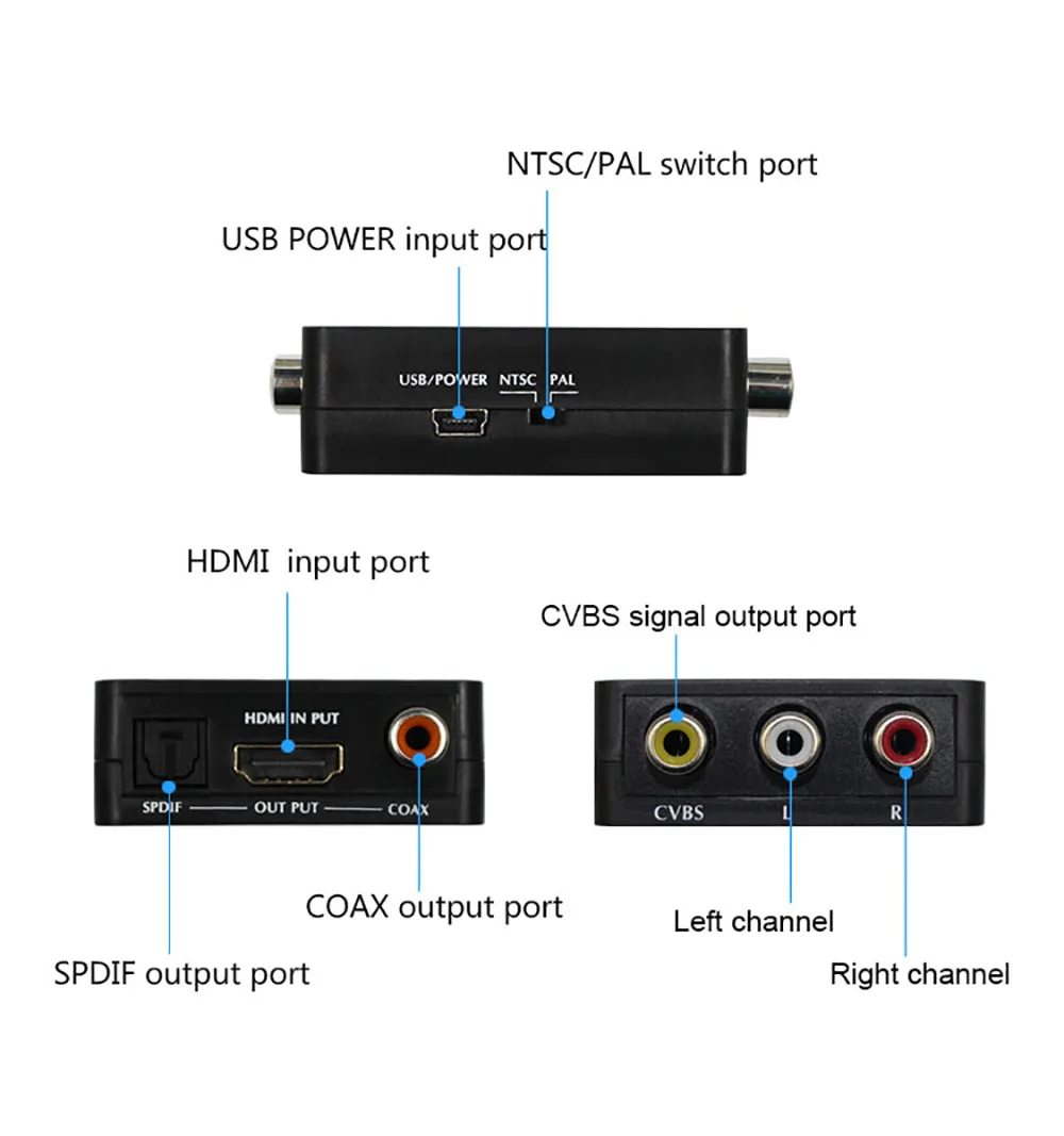 1080p HDMI в AV аудио конвертер SPDIF оптический Toslink коаксиальный CVBS L/R out Поддержка NTSC/PAL