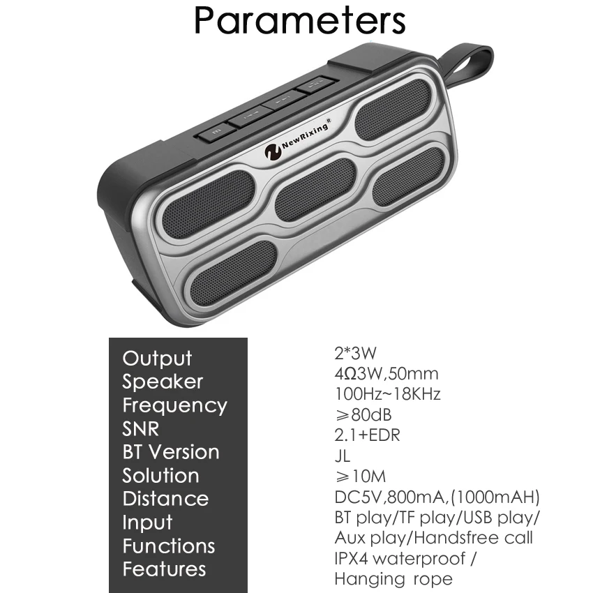 Bluetooth беспроводная уличная Водонепроницаемая колонка радио FM сабвуфер