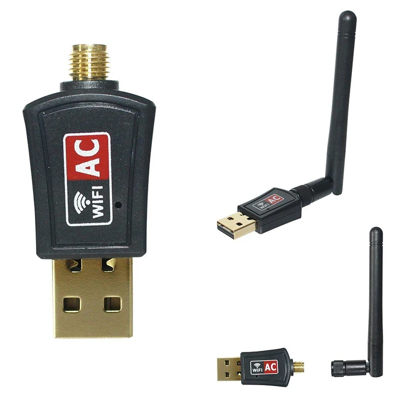 Двухдиапазонный AC600 600M Беспроводной USB WIFI сетевой адаптер Lan ключ с антенной