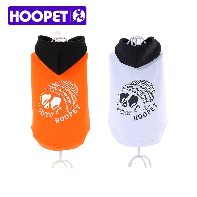 HOOPET новой собаки кошка одежды теплое пальто из хлопка для отдыха Стиль Скелет Печать осень-зима две ноги