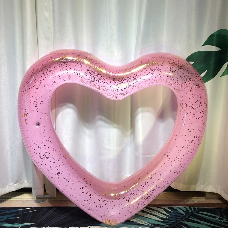 2019 INS горячее надувное кольцо для плавания в форме сердца с блестками внутри