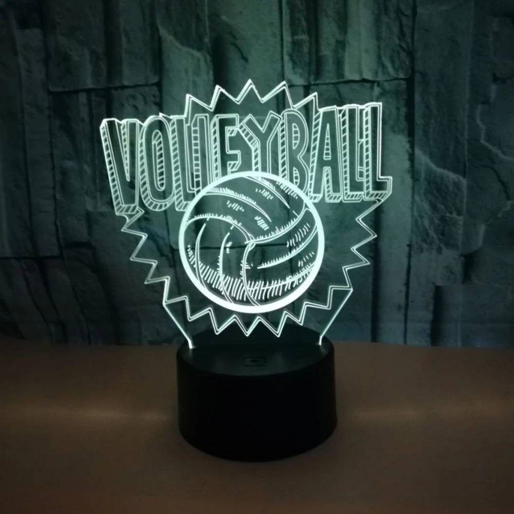 3D Светодиодная лампа для волейбола с сенсорным выключателем ночник изменением
