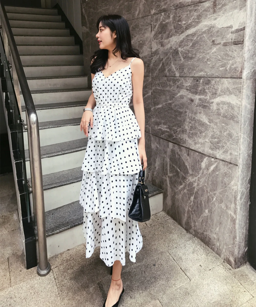 Летнее элегантное платье для кормящих мам Повседневное в горошек беременных