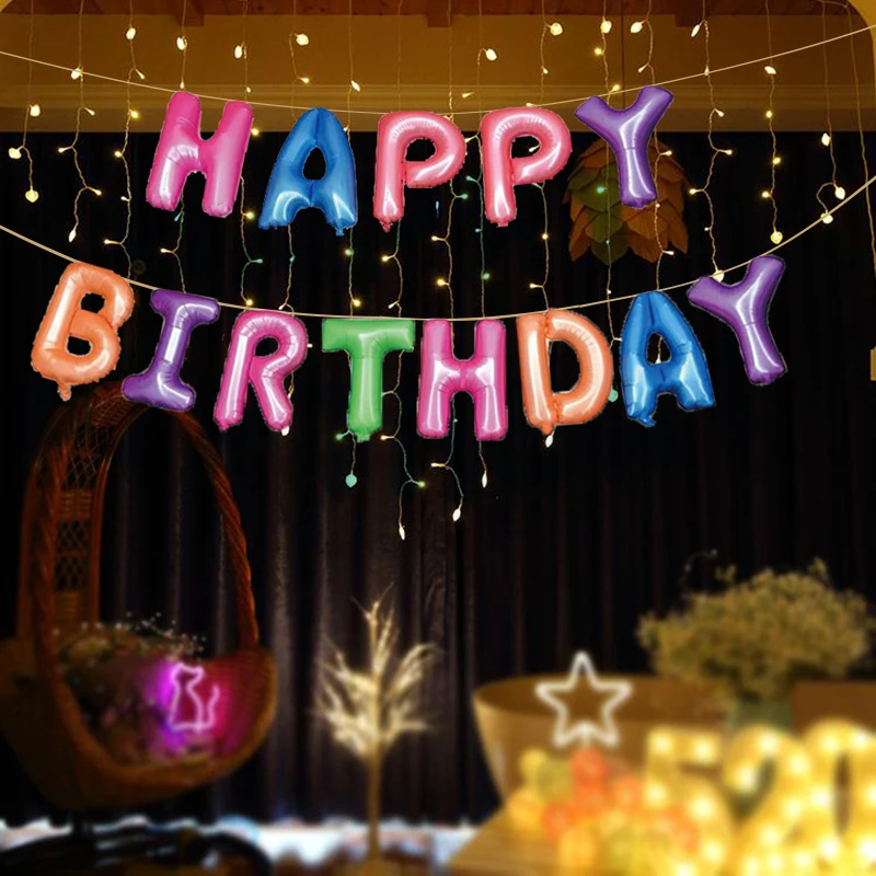 Happy Birthday Balloons 16 inch Letters Foil Party Decoration Kids Alphabet Air Baby Shower Supplies | Дом и сад