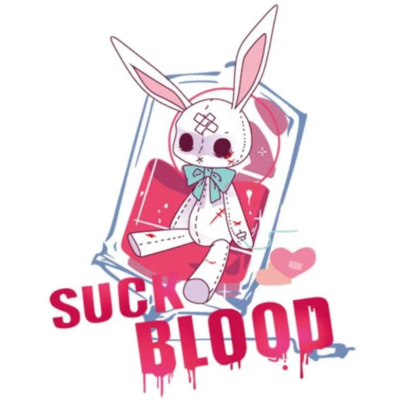 Футболка женская с термопереводом принтом в виде кровяного зайца байкерские