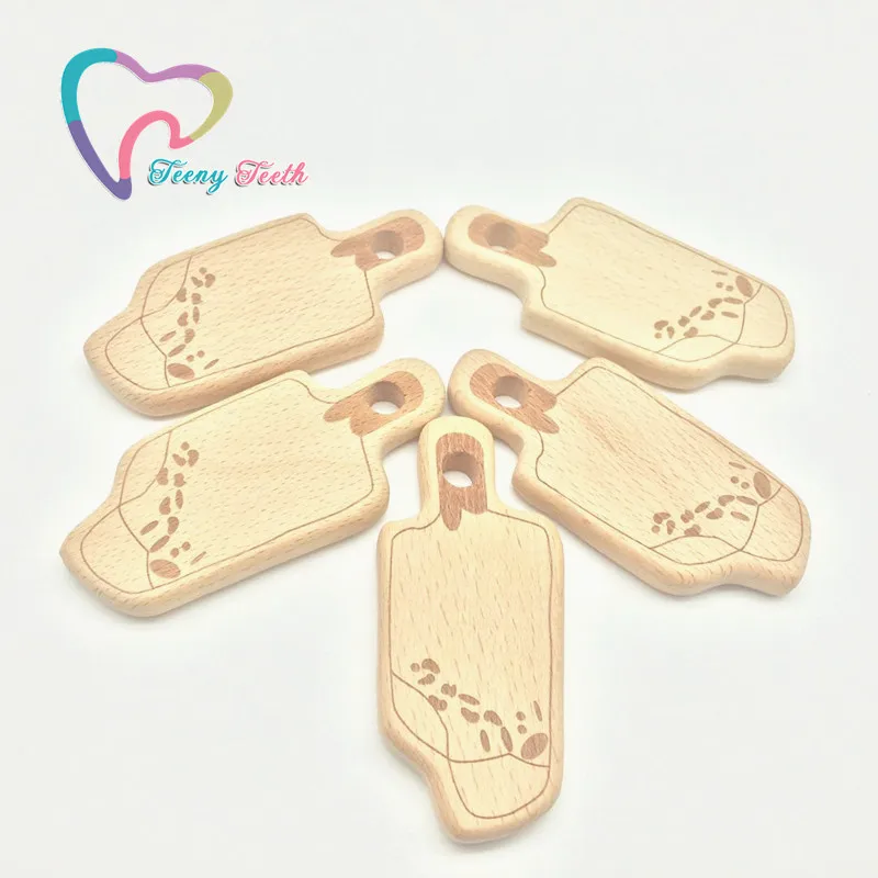 

Teeny Teeth 5ps Unfinished Big Size Beech Wood Ice Cream Teether Pendant DIY Toys Non-toxic Wooden Nursing Accessories Pendants