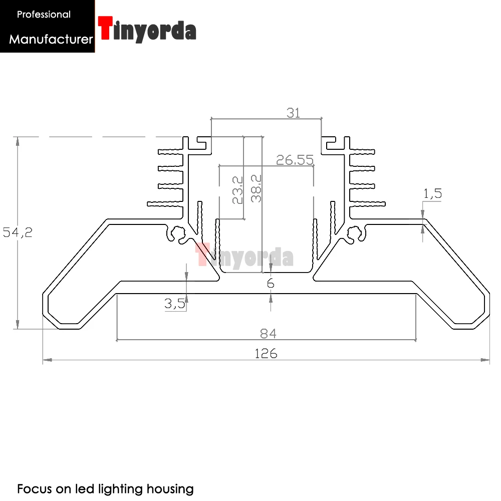 Tinyorda TG12656 2 шт. (длина 1 01 м) 120 Вт Led Grow Light Корпус радиатора подвесной светильник