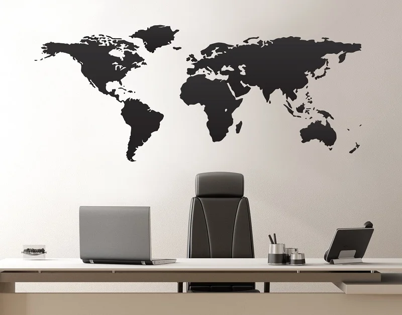 

World map vinyl wall decal, office wall art decoration, family living room bedroom fashion decoration map wall sticker DT11