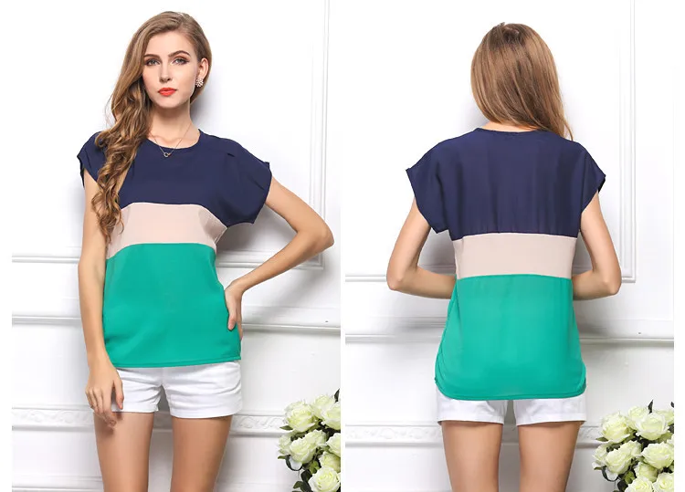 Летние женские топы блузка рубашка шифоновая Размеры S XXXL Повседневная женская