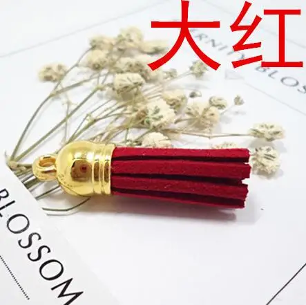 red gold 20 шт./партия, 38 мм, замша, кисточки, очаровательные разноцветные, искусственная замша, кожа, кисточка с серебряной крышкой CCB для DIY ювелирных изделий, поставщик - Цвет: red gold