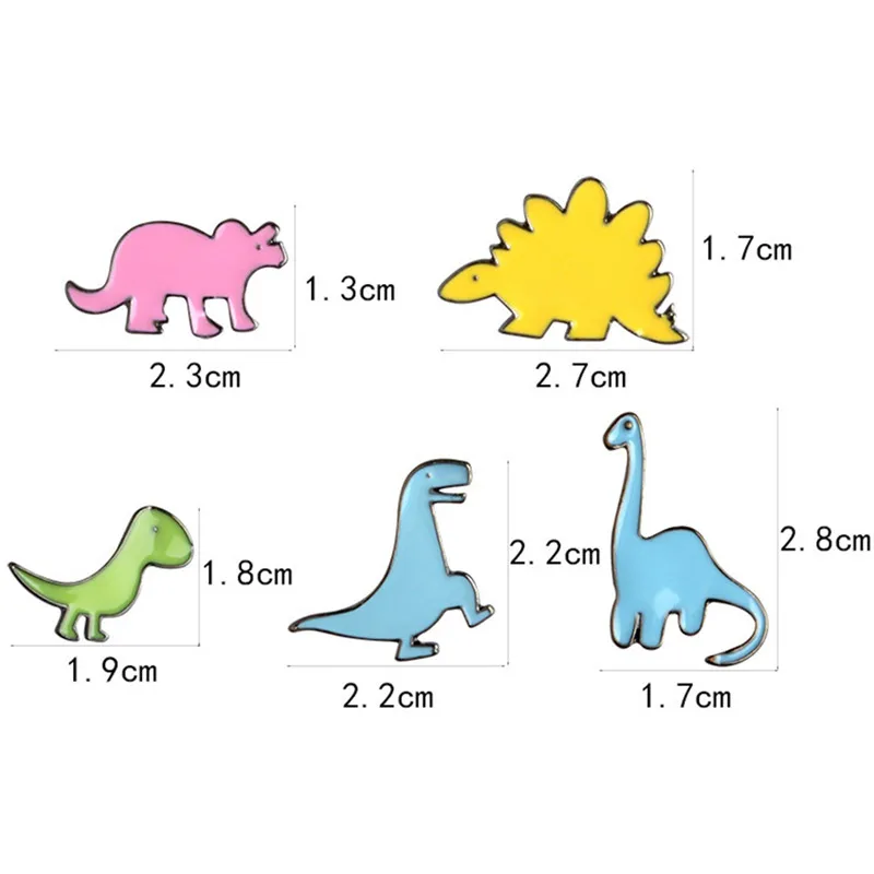 5 шт./компл. Мужская и женская мода мультфильм Динозавр эмаль брошь мини милые
