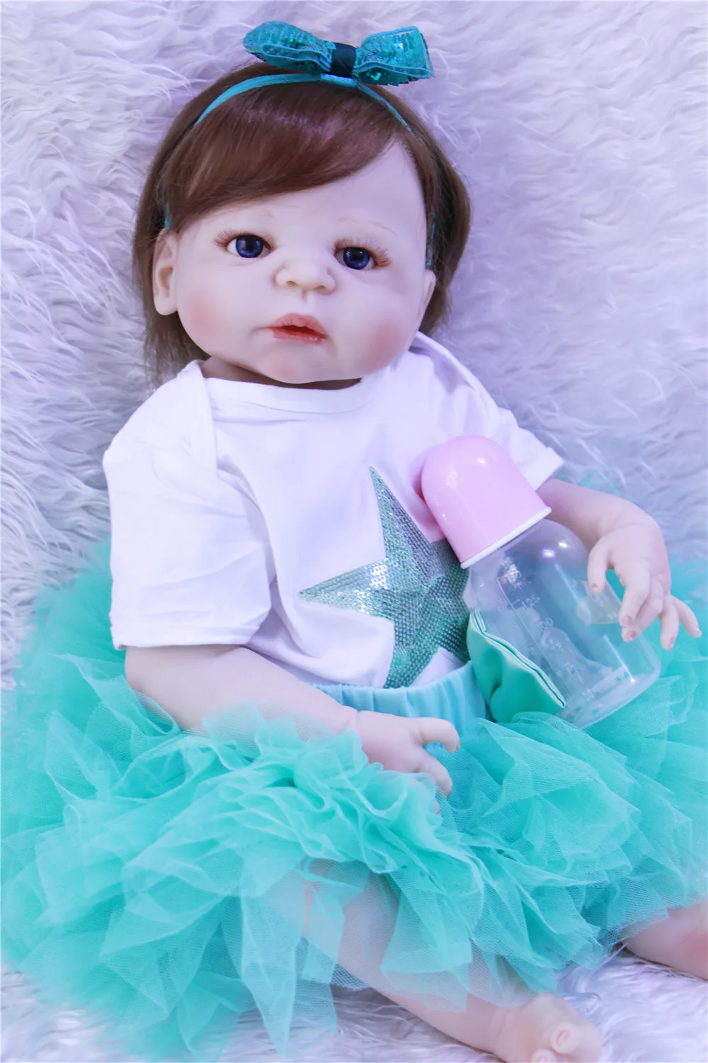 

Девочка Bebe живой reborn 23 "57 см силиконовые куклы reborn игрушки для детей подарок укорененные волосы можно купать brinquedo menina