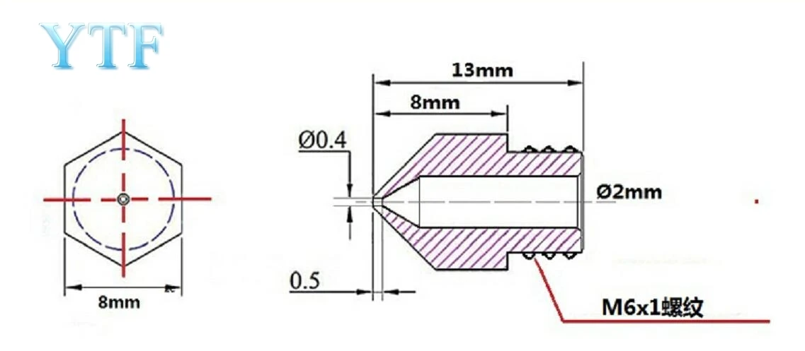 5 шт. Makerbot MK8 насадка impressora 3D принтер Экструдер Насадка для Prusa i3 экструдер 0,2/0,3/0,4/0,5/0,6 мм