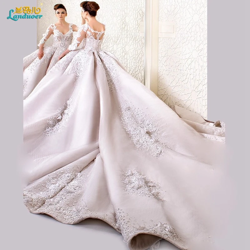 Свадебное платье 2017 Собор long train бальное принцессы свадьбы vestidos де noiva luxo