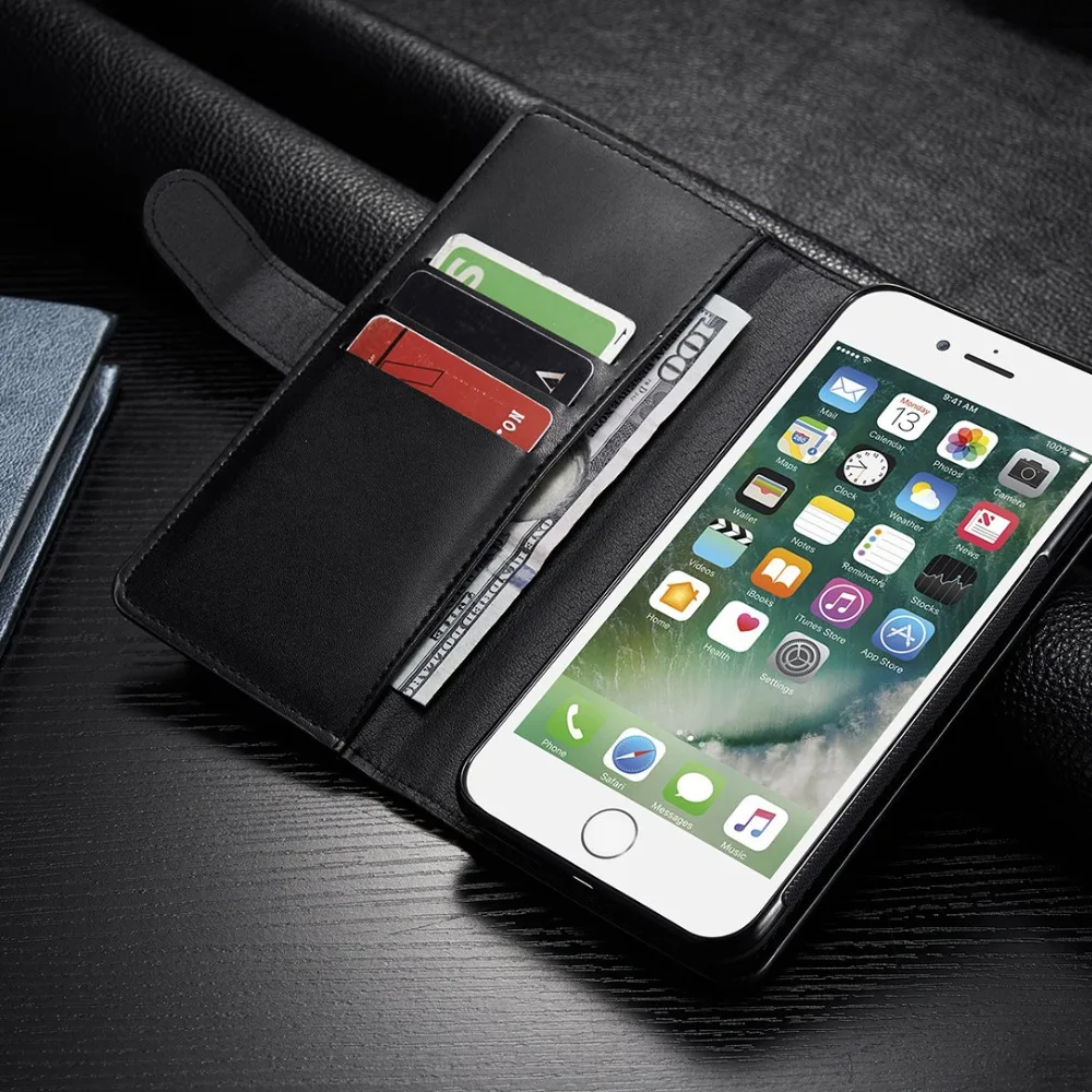 Роскошный многофункциональный чехол-кошелек 2 в 1 для iPhone7 магнитный съемный