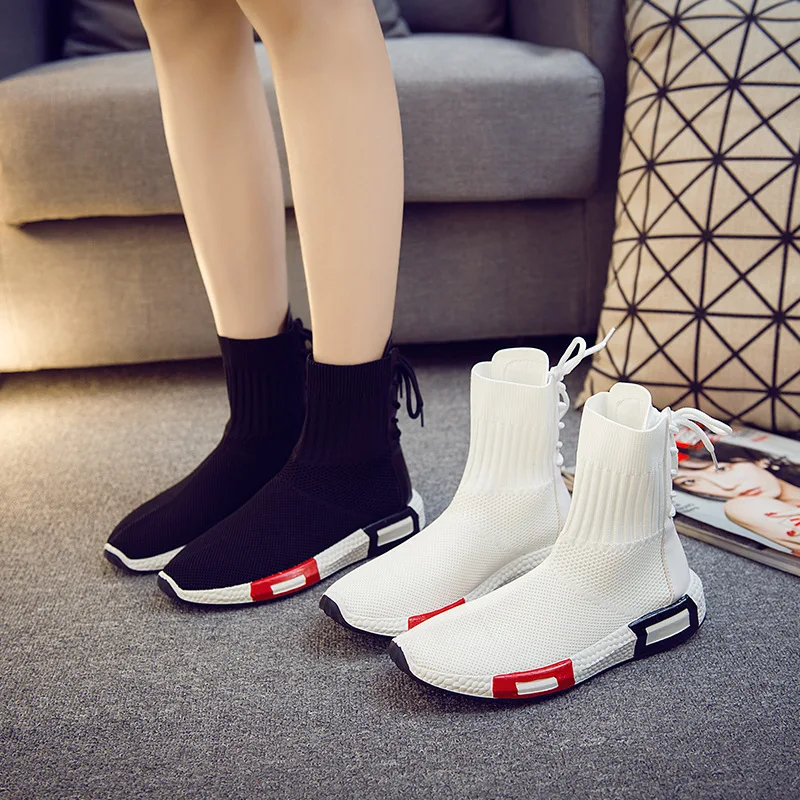 Для женщин носок сапоги 2018 новые ткани стрейч обувь женские Туфли на плоской