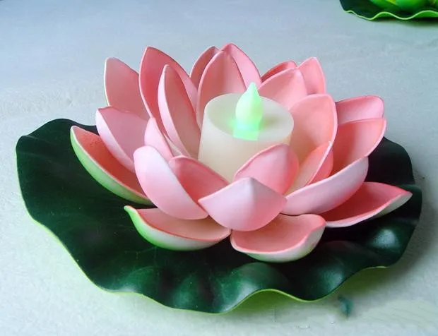 Искусственный светодиодный Цветок лотоса плавающая лампа в виде водной свечи с