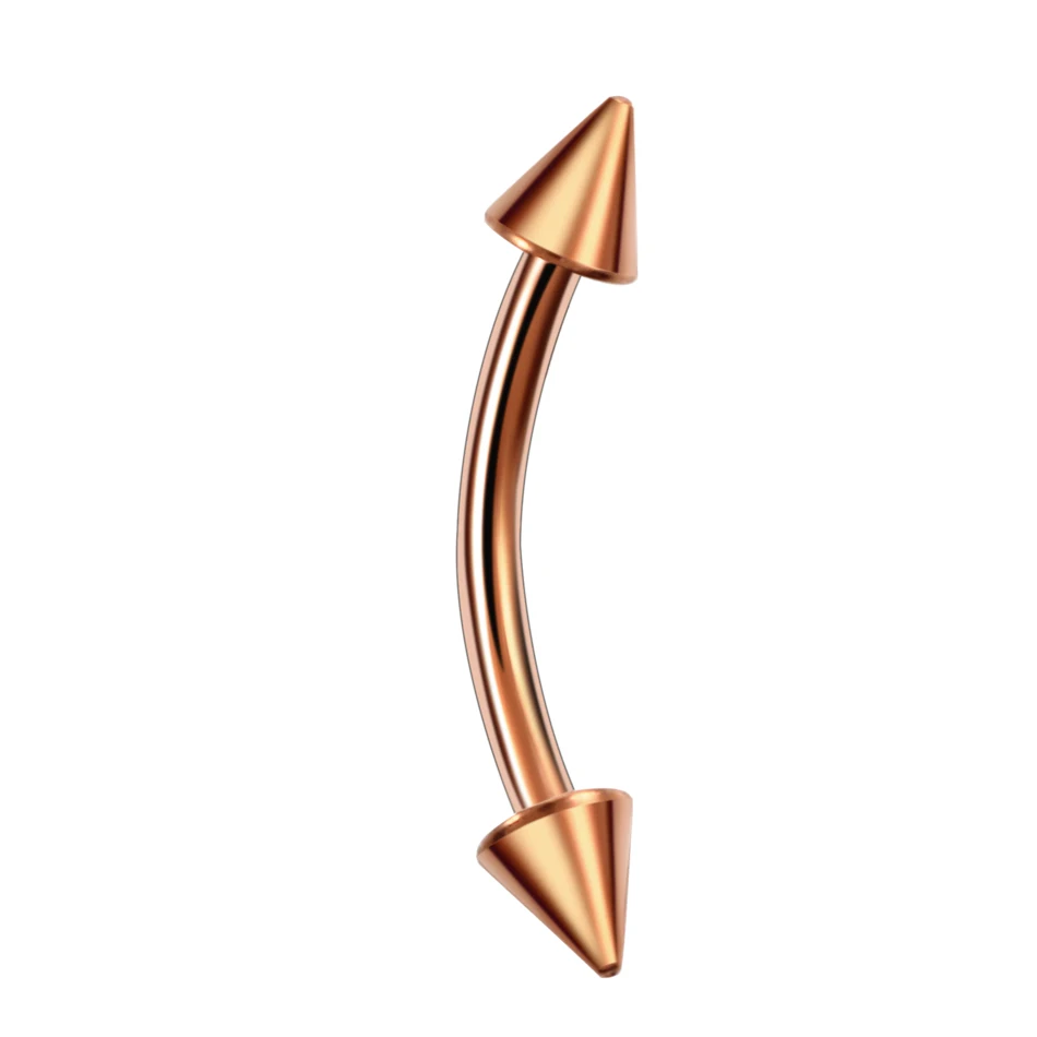 Spike v Rose Gold G23 титановая эпоксидная изогнутая штанга кольца для пирсинга бровей изогнутая штанга банан дя бровей ушной хрящ трагус пирсинг ювелирные изделия - Окраска металла: Spike v Rose Gold