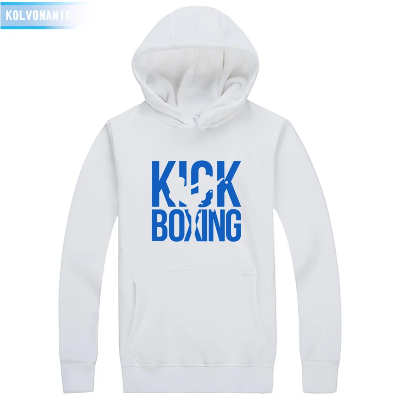 Kick Boxing толстовки с принтом повседневные мужские зимние утолщенные теплые пальто толстовки унисекс с капюшоном спортивный костюм для мужчин пуловер Одежда - Цвет: White 01