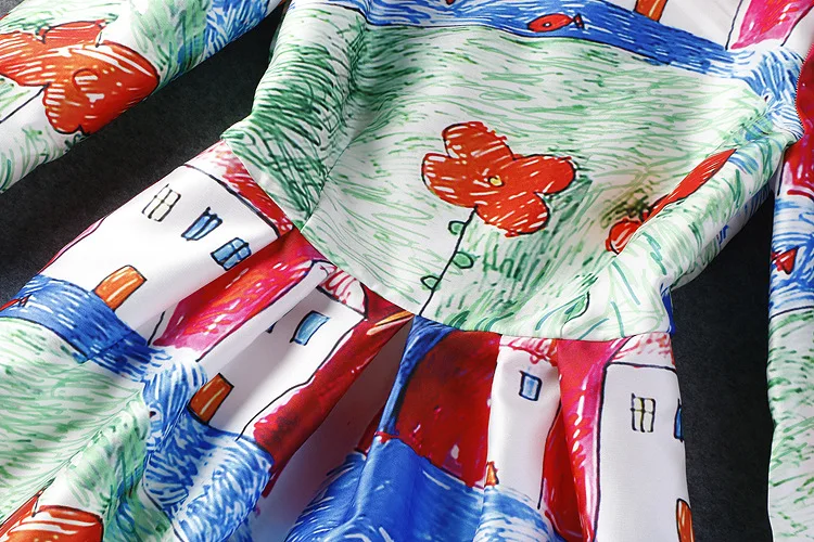 S-xxl высокое качество лето осень подиум Новая мода ручная роспись комический принт платье Женская одежда