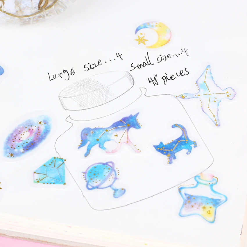 48 шт. Kawaii Мультфильм желаний бутылки наклейки s DIY дневник тетрадь альбом Кубок Декор руководство бронзирующий стикер для канцелярских товаров