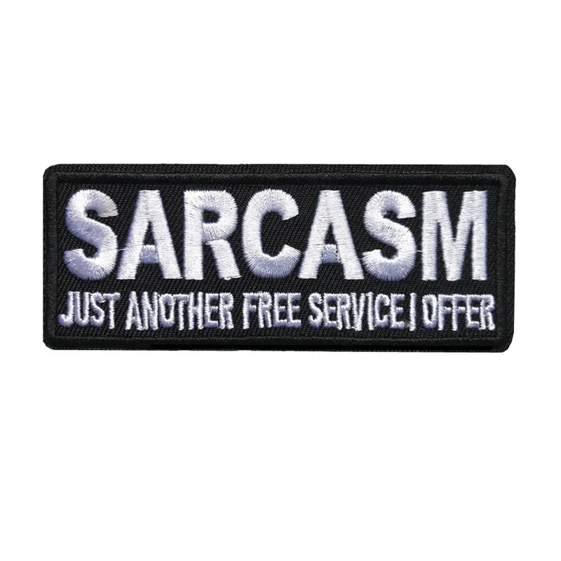 Черные вышитые буквы 10 см приклеиваемые утюгом нашивки значки Sarcasm для сумок
