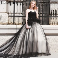 janevini 2018 simple long bridesmaid dresses a line tulle ruffles sweetheart black prom gowns ladies dresses for wedding party