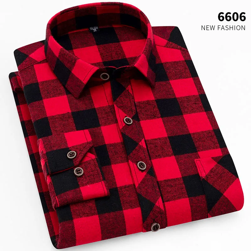 AOLIWEN2019New Men's Plaid Fashion Long Sleeve Shirt Comfortable and stylish fit multiple colour summer shirt Plaid sanded shirt