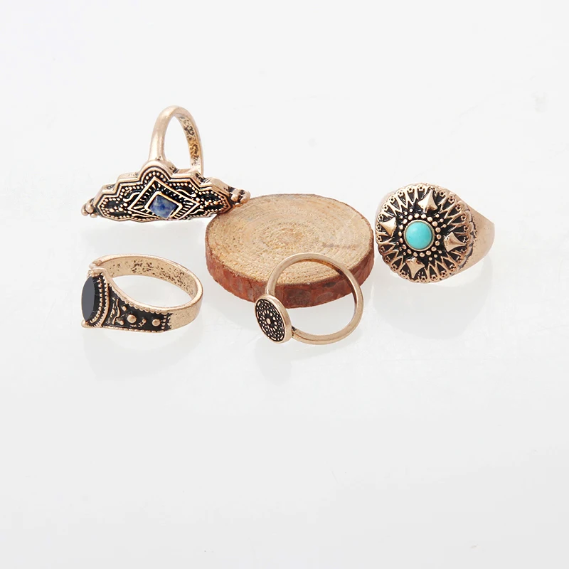 Набор колец с круглыми цветами в богемном стиле для Женщин Модные Этнические