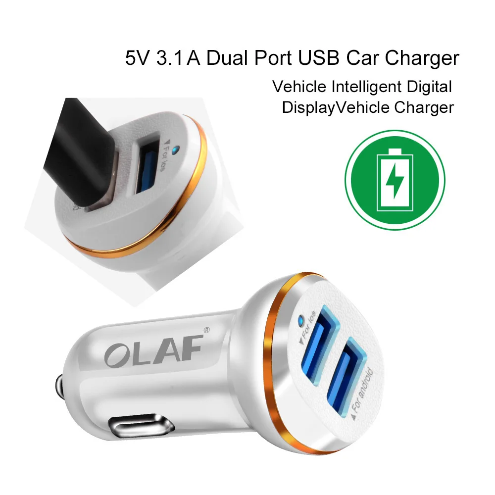 Олаф 5 в 3.1A USB Автомобильное зарядное устройство 2 порты, для мобильных телефонов зарядное устройство адаптер зарядки для iPhone samsung huawei xiaomi LG Автомобильное зарядное устройство
