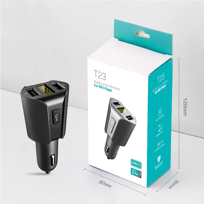 HEVXM fm-передатчик двойной USB T23 автомобильное зарядное устройство Автомобильный MP3 музыкальный плеер U диск плеер Автомобильный Bluetooth трубка- слуховой комплект